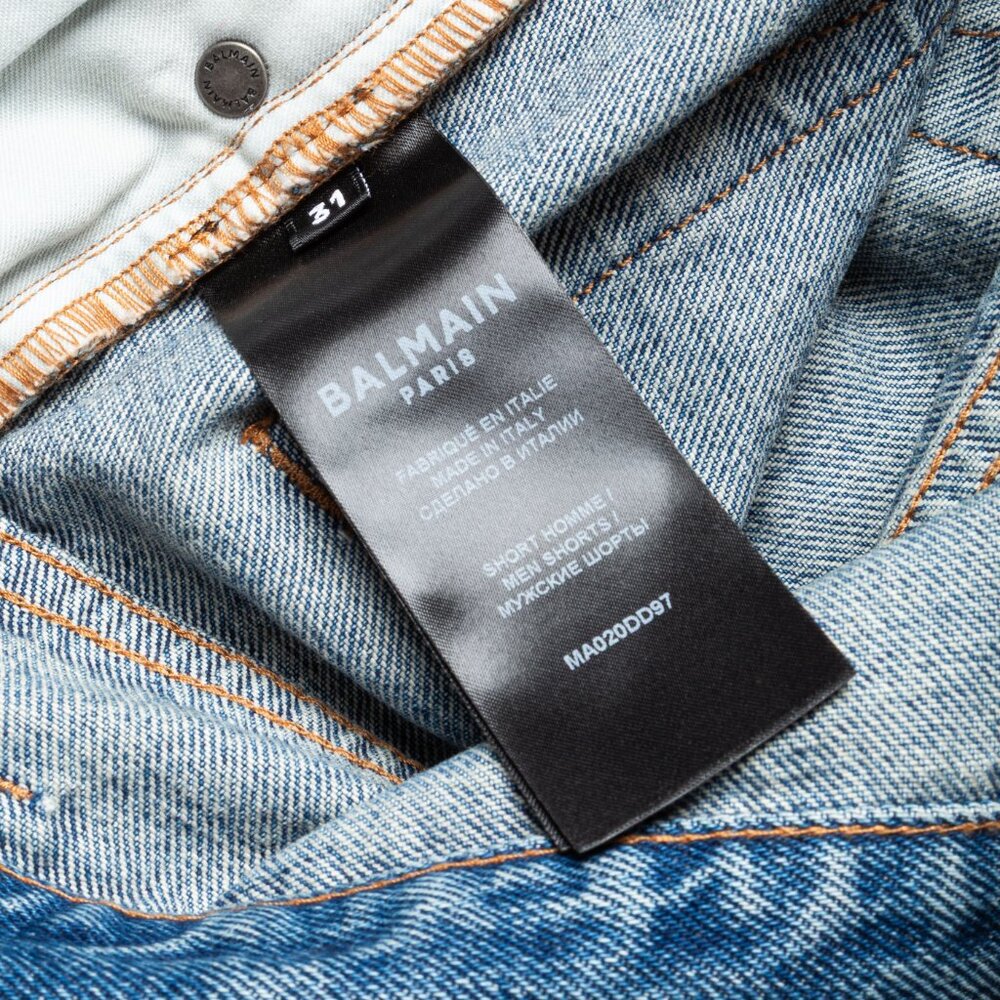 Balmain Blue Ripped Cotton Denim Jean Shorts - Mens Size 31 - NWT - Picture 13 of 14